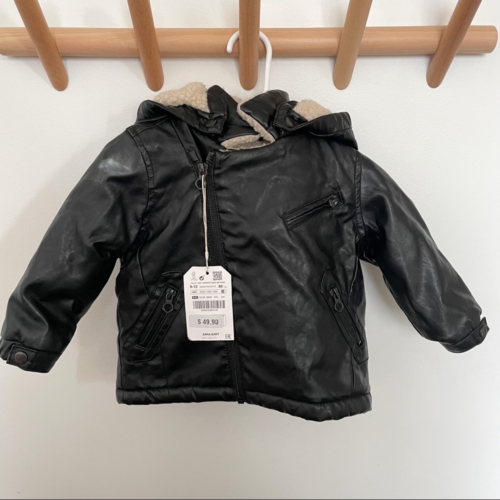 Zara Faux Leather and Fur Jacket 9-12